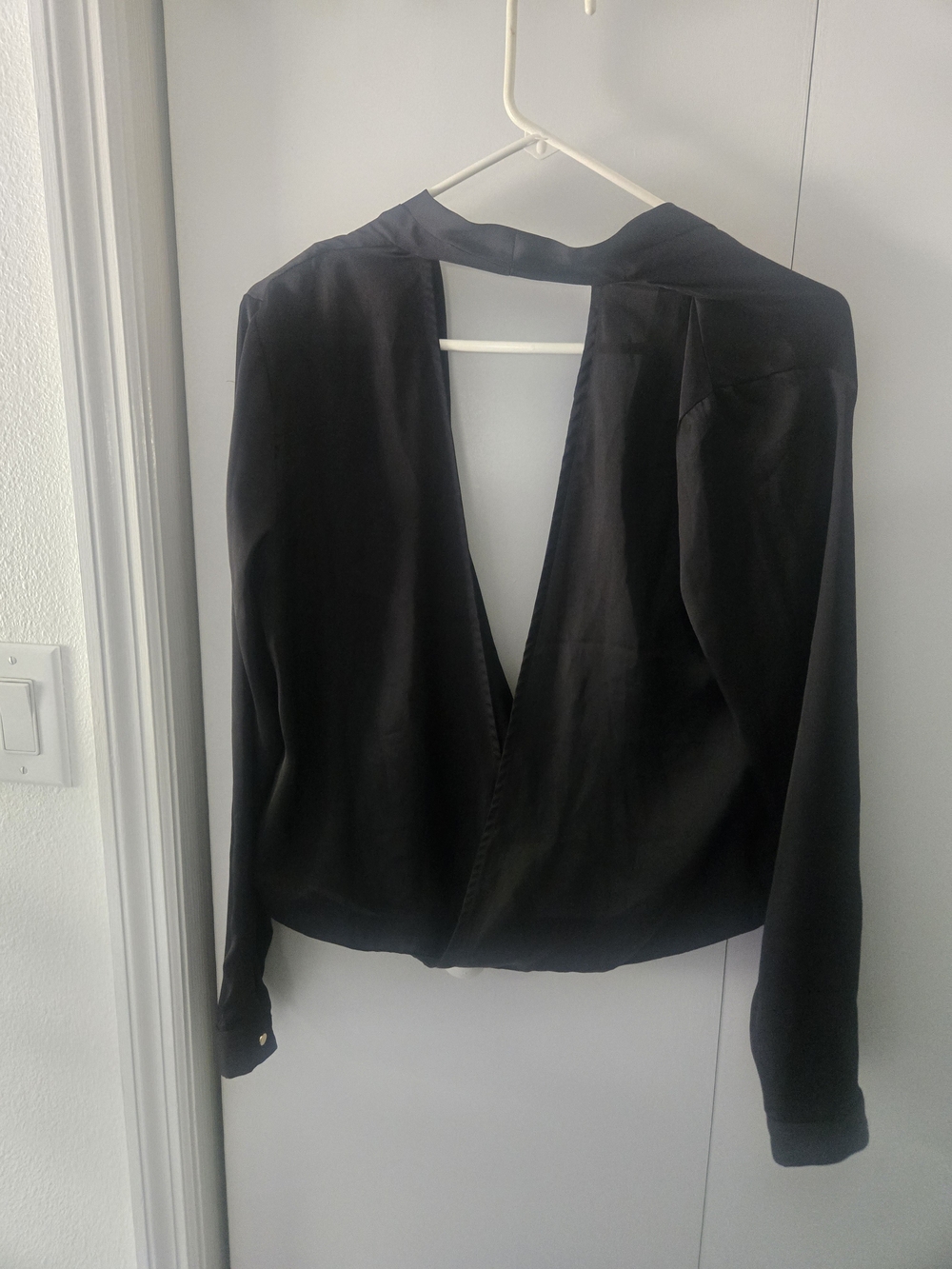 Lovers + Friends Black Plunge Wrap Blouse - Picture 5 of 13